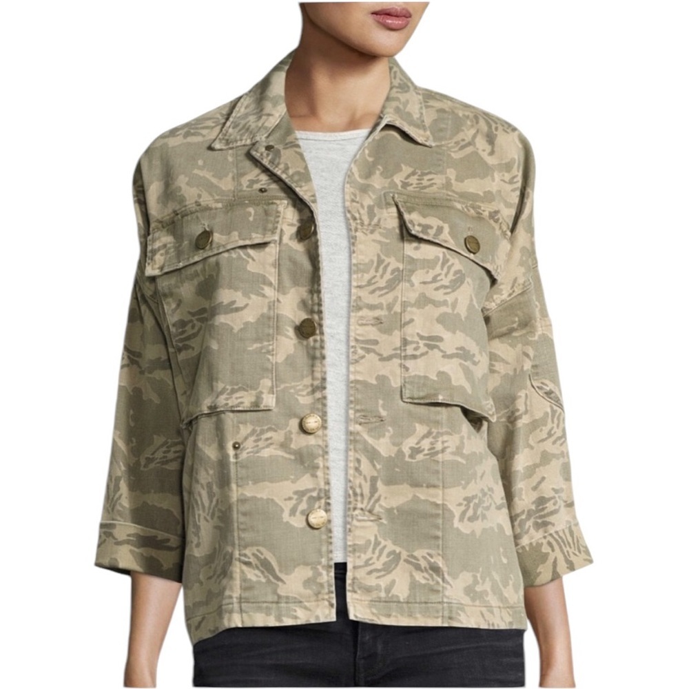 CURRENT ELLIOTT The Militia Utility Canvas Jacket in Broken Camo